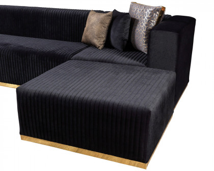 Nova Juliana Velvet 4-Piece Sectional - Black