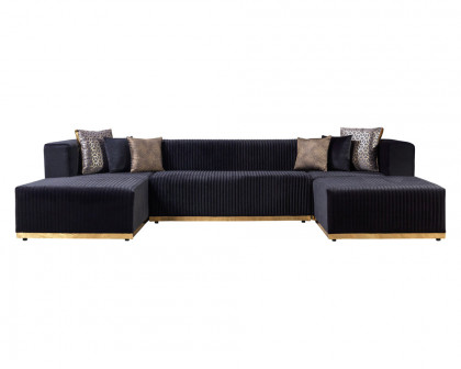 Nova Juliana Velvet 4-Piece Sectional - Black