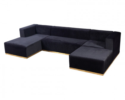 Nova Juliana Velvet 4-Piece Sectional - Black