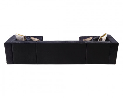 Nova Juliana Velvet 4-Piece Sectional - Black