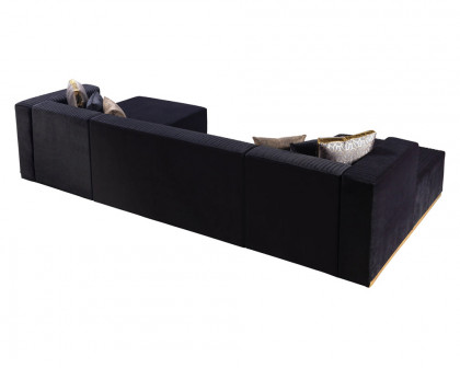 Nova Juliana Velvet 4-Piece Sectional - Black