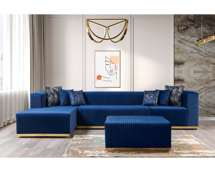 Nova Juliana Velvet 4-Piece Sectional - Blue