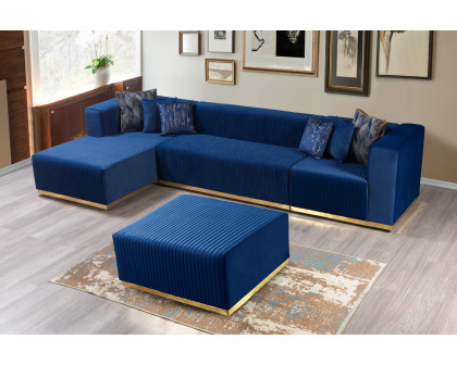 Nova Juliana Velvet 4-Piece Sectional - Blue