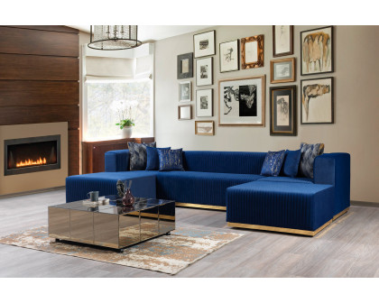 Nova Juliana Velvet 4-Piece Sectional - Blue