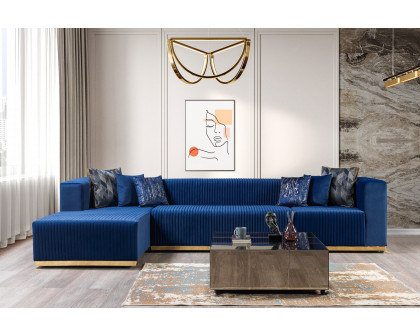 Nova Juliana Velvet 4-Piece Sectional - Blue