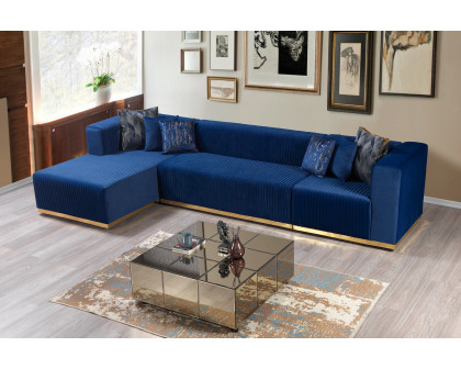 Nova Juliana Velvet 4-Piece Sectional - Blue