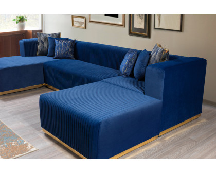 Nova Juliana Velvet 4-Piece Sectional - Blue