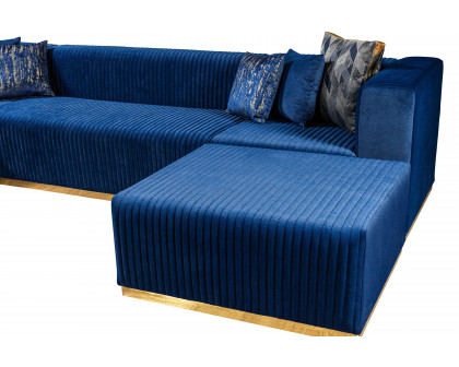 Nova Juliana Velvet 4-Piece Sectional - Blue