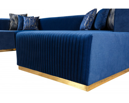 Nova Juliana Velvet 4-Piece Sectional - Blue