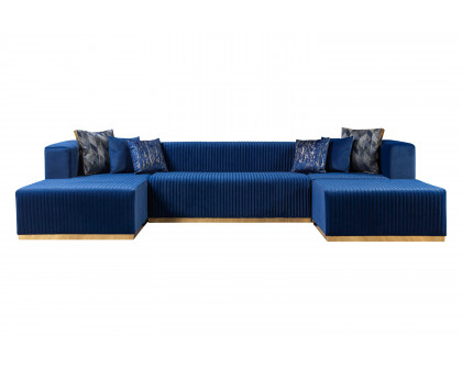 Nova Juliana Velvet 4-Piece Sectional - Blue