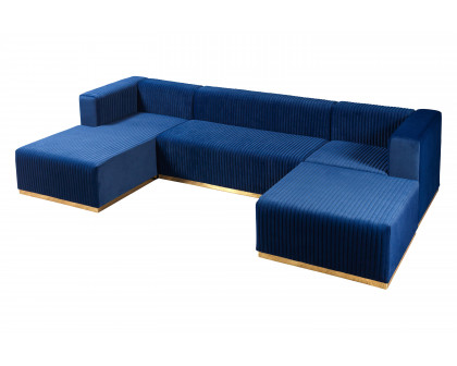 Nova Juliana Velvet 4-Piece Sectional - Blue