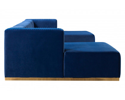 Nova Juliana Velvet 4-Piece Sectional - Blue