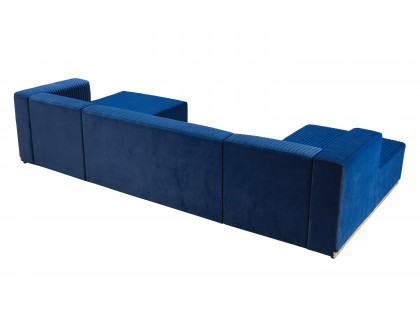 Nova Juliana Velvet 4-Piece Sectional - Blue