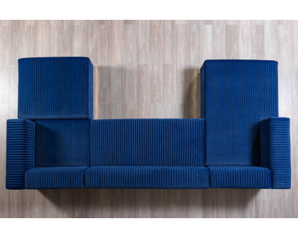 Nova Juliana Velvet 4-Piece Sectional - Blue