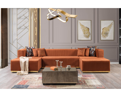 Nova Juliana Velvet 4-Piece Sectional - Orange