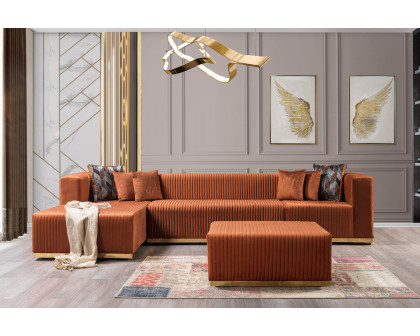 Nova Juliana Velvet 4-Piece Sectional - Orange