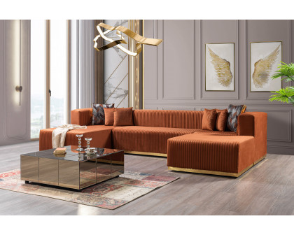 Nova Juliana Velvet 4-Piece Sectional - Orange