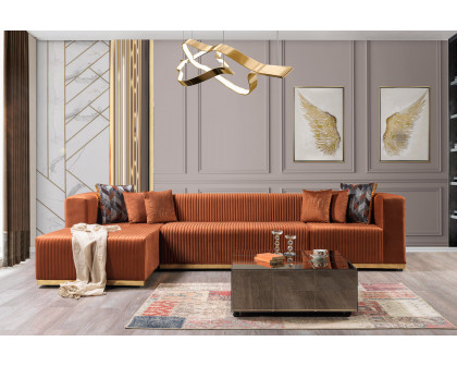 Nova Juliana Velvet 4-Piece Sectional - Orange