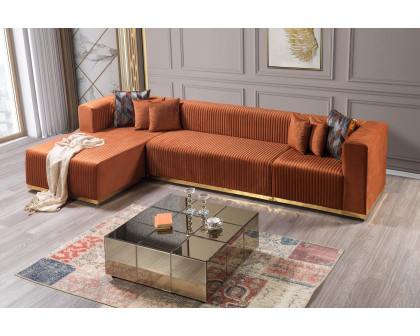 Nova Juliana Velvet 4-Piece Sectional - Orange