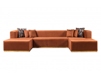 Nova Juliana Velvet 4-Piece Sectional - Orange