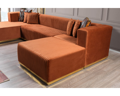 Nova Juliana Velvet 4-Piece Sectional - Orange