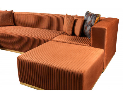 Nova Juliana Velvet 4-Piece Sectional - Orange