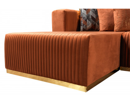 Nova Juliana Velvet 4-Piece Sectional - Orange