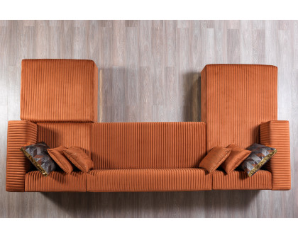 Nova Juliana Velvet 4-Piece Sectional - Orange