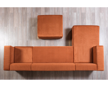 Nova Juliana Velvet 4-Piece Sectional - Orange