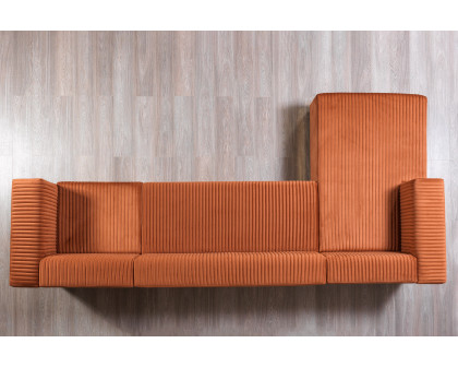 Nova Juliana Velvet 4-Piece Sectional - Orange