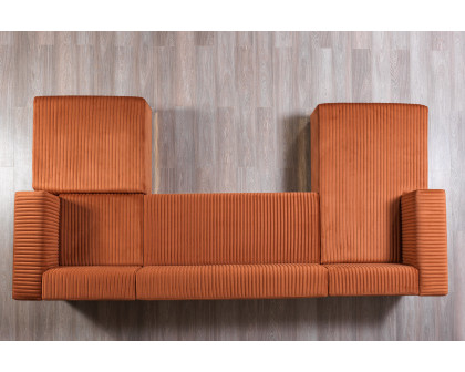 Nova Juliana Velvet 4-Piece Sectional - Orange