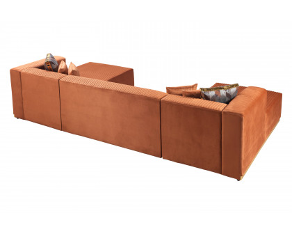 Nova Juliana Velvet 4-Piece Sectional - Orange