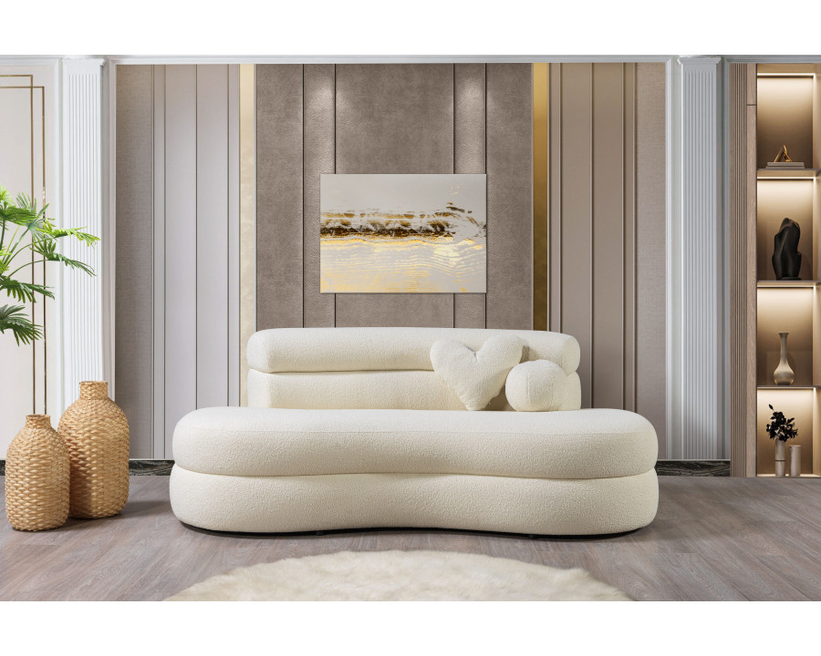 Nova - Larissa Ivory Boucle Loveseat