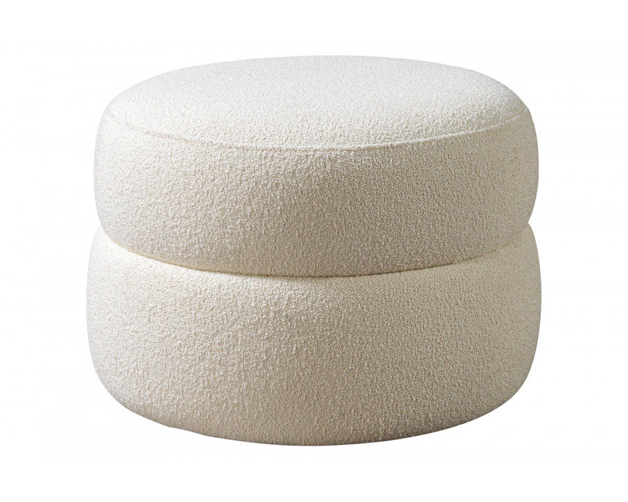 Nova - Larissa Ivory Boucle Round Ottoman