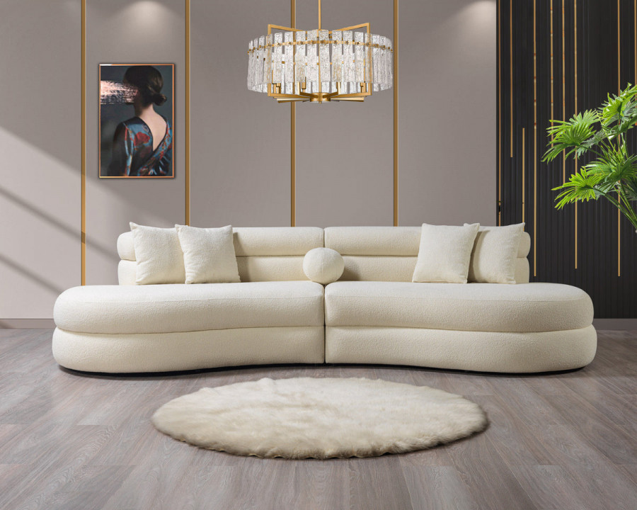 Nova - Larissa Ivory Boucle Curved Sectional