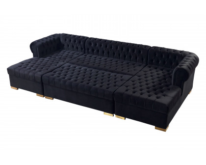 Nova™ Lauren Velvet Rectangle Ottoman - Black