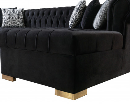 Nova Lauren Velvet Double Chaise Sectional - Black