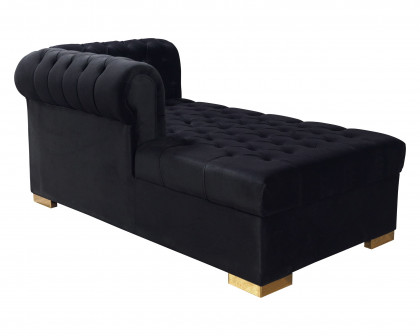 Nova Lauren Velvet Double Chaise Sectional - Black