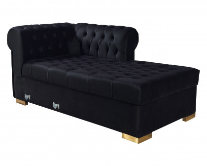 Nova Lauren Velvet Double Chaise Sectional - Black