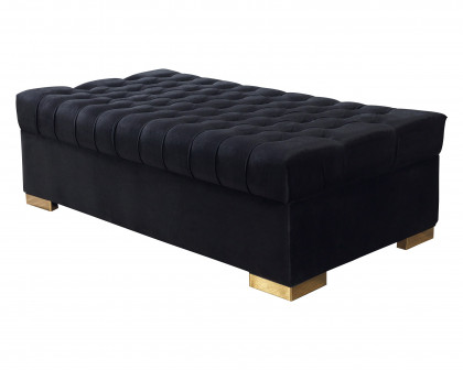 Nova Lauren Velvet Double Chaise Sectional - Black