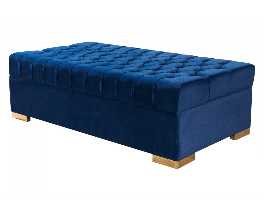 Nova Lauren Velvet Rectangle Ottoman - Navy