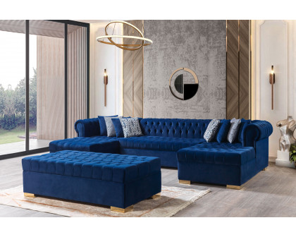 Nova™ Lauren Velvet Rectangle Ottoman - Navy