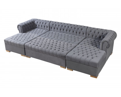 Nova Lauren Velvet Rectangle Ottoman - Gray