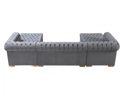 Nova Lauren Velvet Double Chaise Sectional - Gray