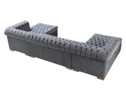 Nova Lauren Velvet Double Chaise Sectional - Gray