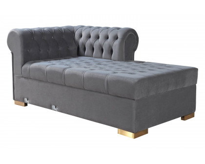 Nova Lauren Velvet Double Chaise Sectional - Gray