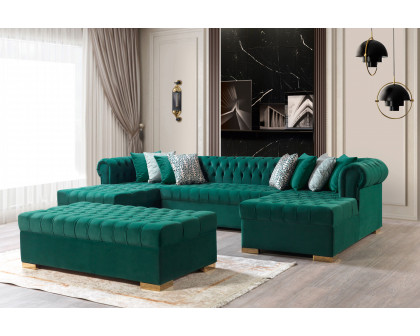 Nova™ Lauren Velvet Rectangle Ottoman - Green