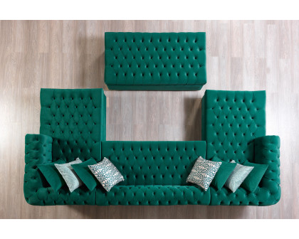 Nova Lauren Velvet Double Chaise Sectional - Green