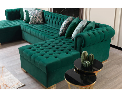 Nova Lauren Velvet Double Chaise Sectional - Green