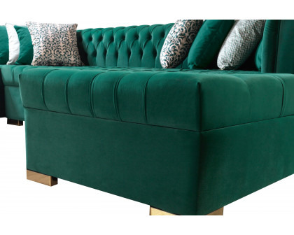 Nova Lauren Velvet Double Chaise Sectional - Green